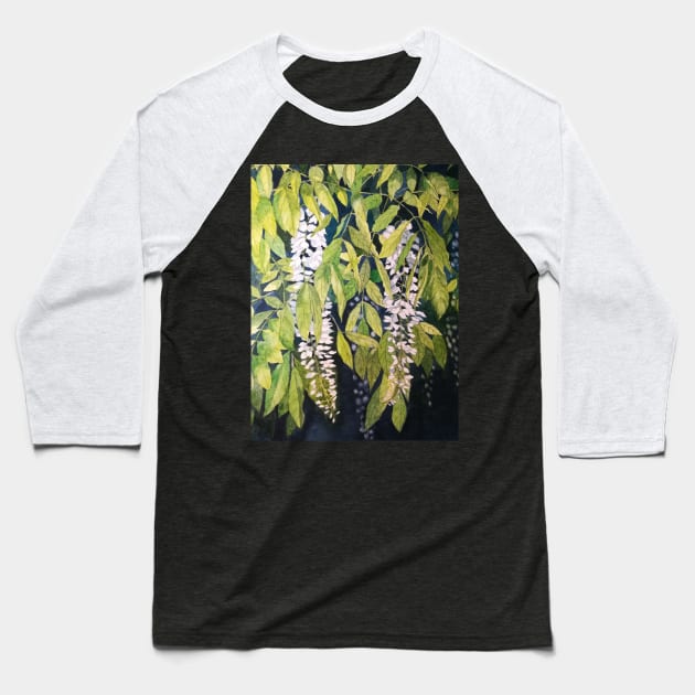 Wisteria watercolour painting Baseball T-Shirt by esvb